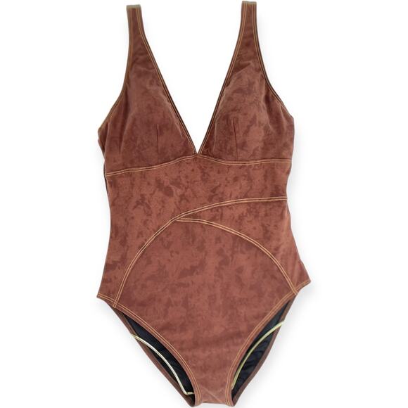 Magicsuit by Miraclesuit Faux Brown Suede Leather Slimming One Piece Swimsuit 12 - Picture 1 of 10